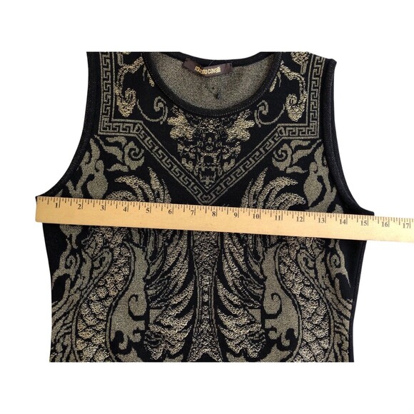 Roberto Cavalli Gold Black Knit Sleeveless Dress size 40 Wool Blend - Picture 8 of 12